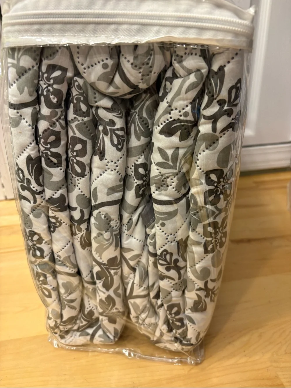 Neutral Gray and White Decorative Quilted Bedspread